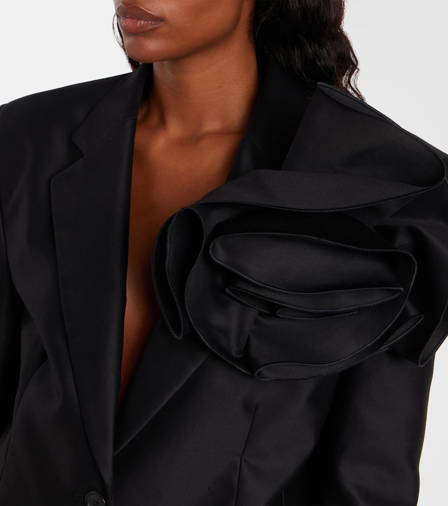 Floral-appliqué cotton blazer