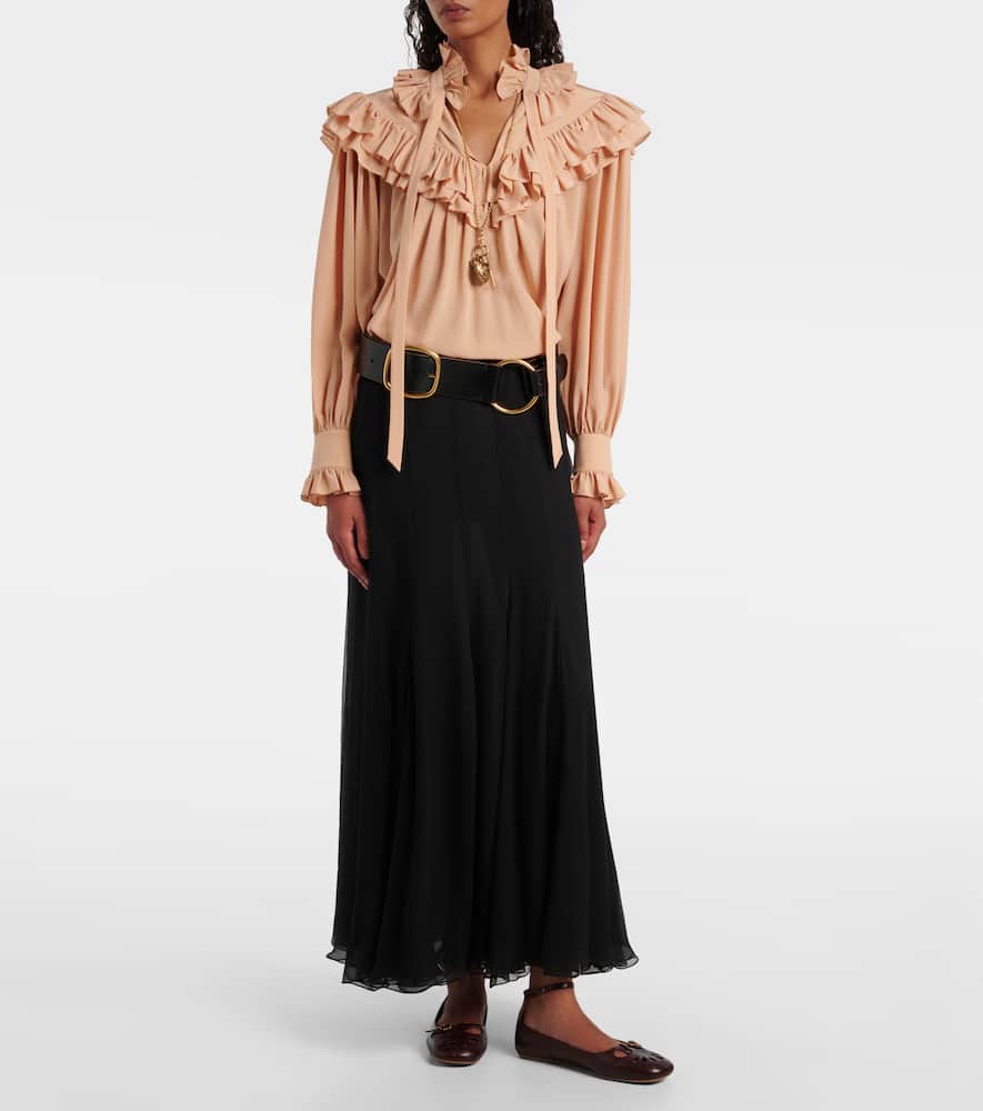 Chloé Ruffled tie-neck silk blouse