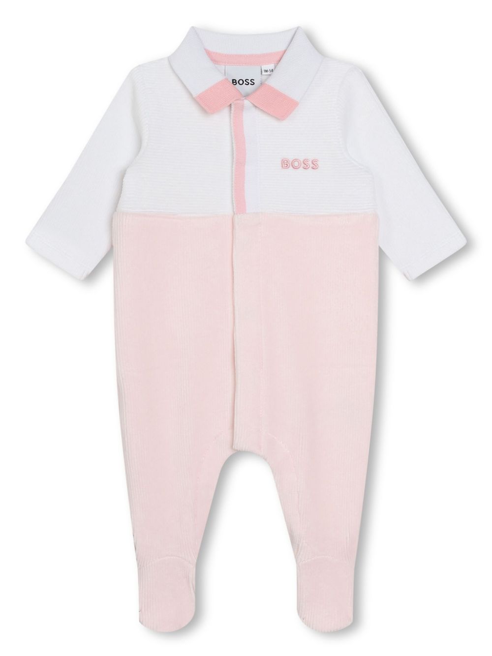 Logo-embroidered ribbed velvet pajamas - Pink