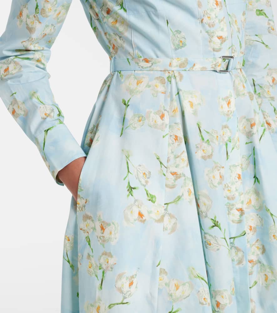 Floral cotton poplin shirt dress