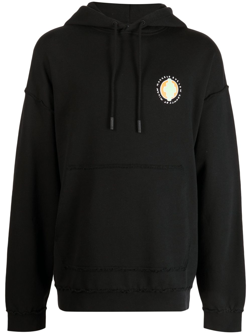 Graphic-print cotton hoodie - Black