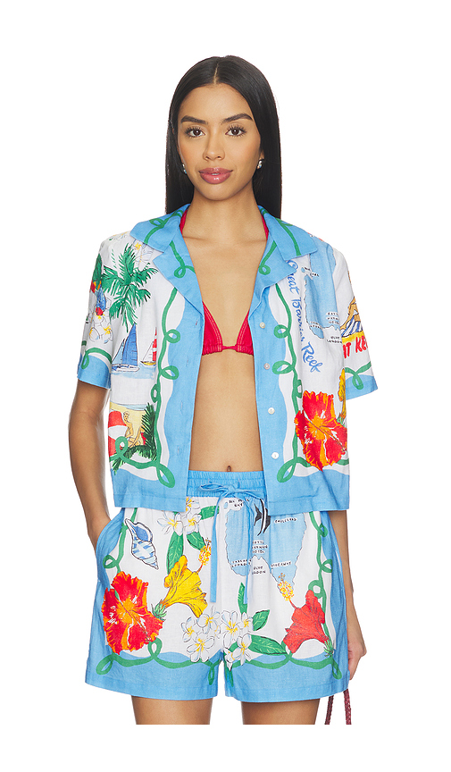 Seafolly Viva Vacation Shirt in Blue. L. Also in S, XS