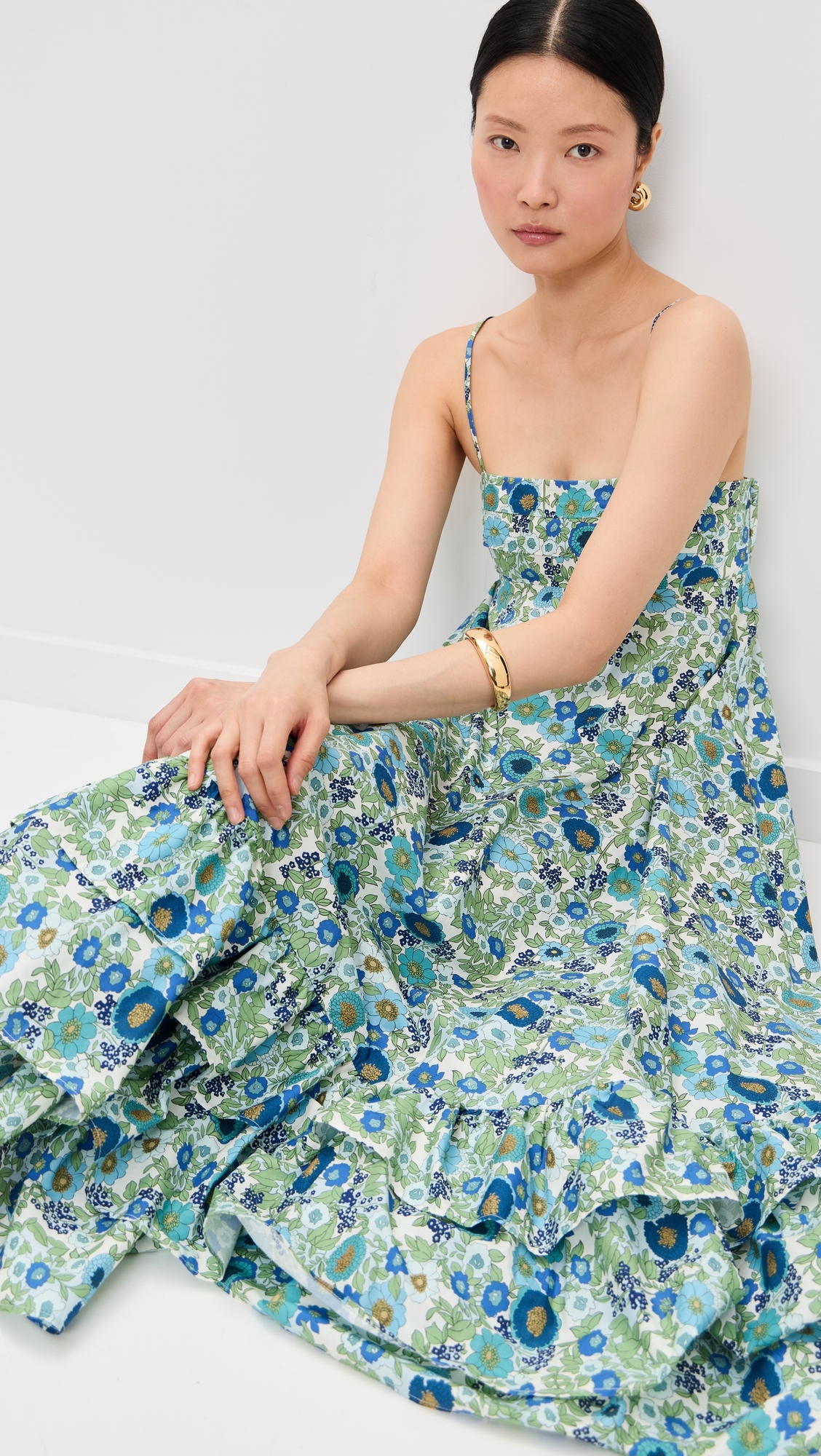 ALÉMAIS Pam Tiered Midi Dress Blue
