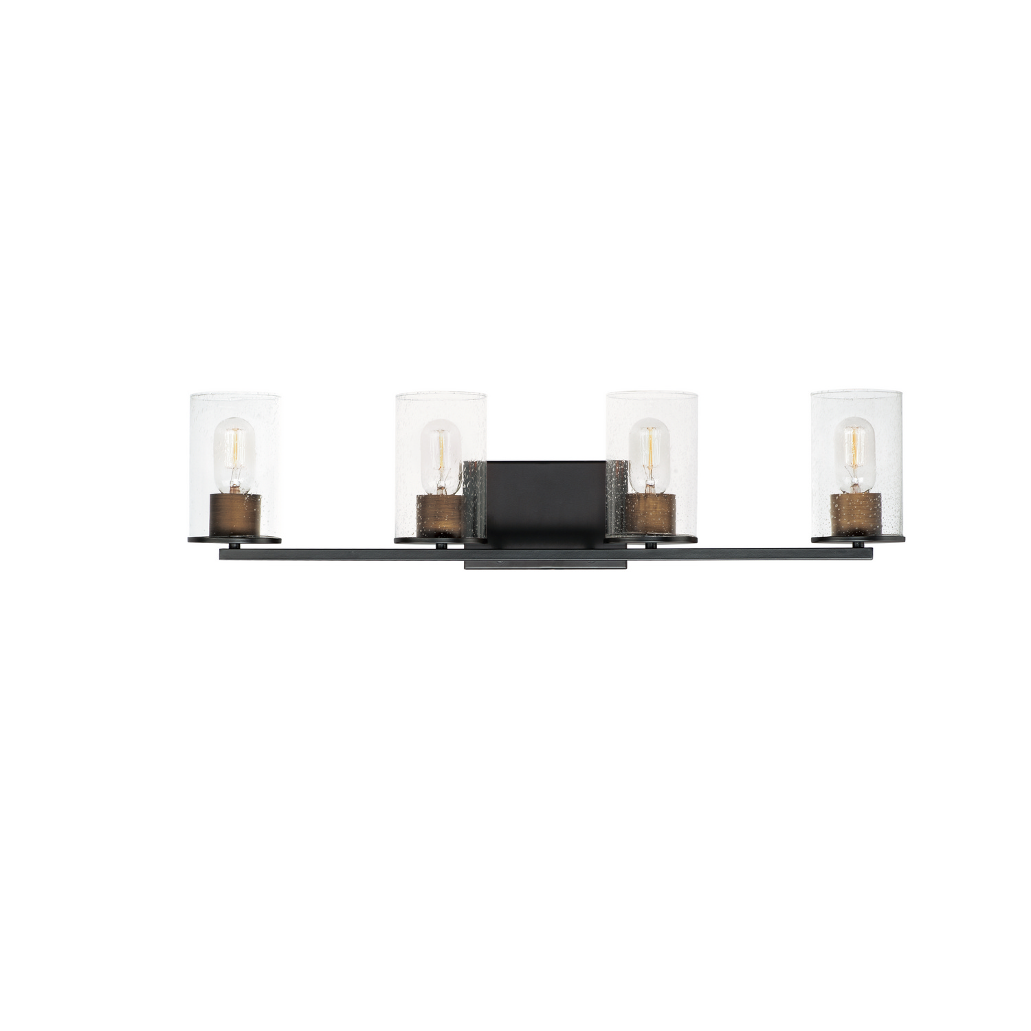 Antique Brass Black Four Light Bath Vanity from the Sleek Collection