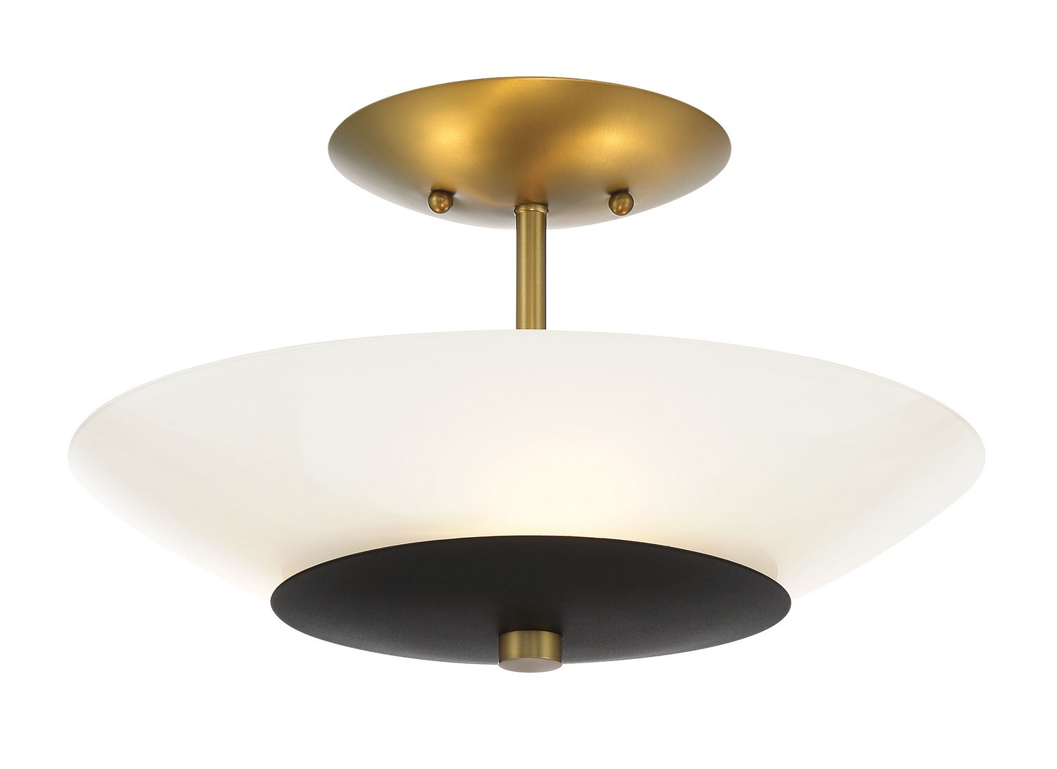 Sand Coal & Soft Brass Three Light Flush Mount from the Bax Collection