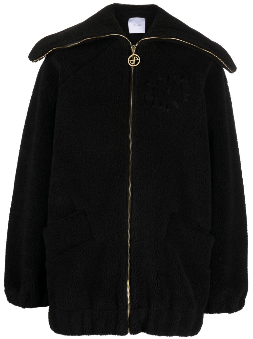Logo-embroidered fleece jacket - White