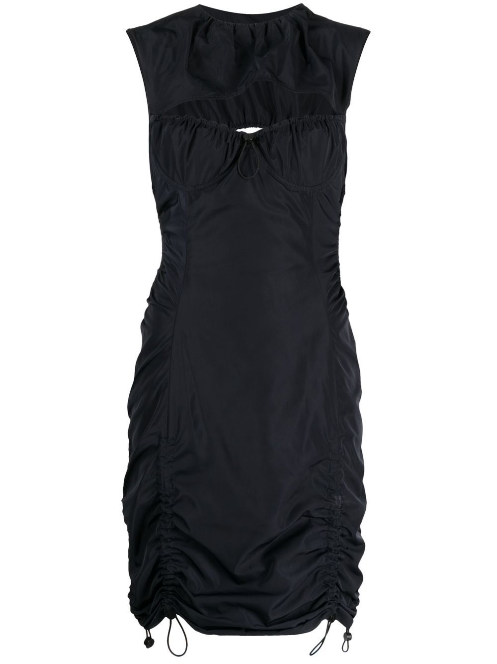 Cut-out drawstring-detail mini dress - Black