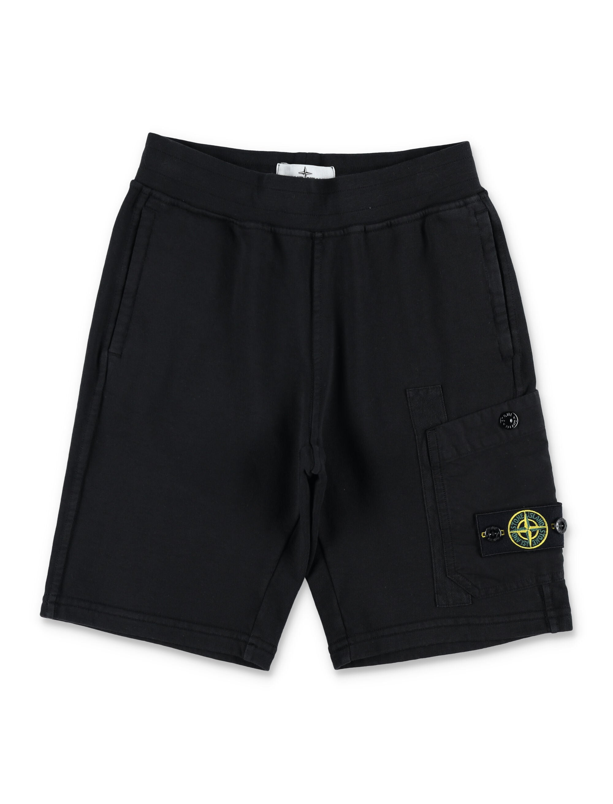 Bermuda Shorts in Cotton, Characterized by an Elasticated Waist, Two Side Welt Pockets, One Welt Pocket on the Back, and an Applied Pocket with the Compass Logo Label