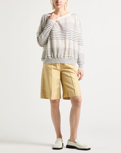 Woman Sweater White Size L Linen, Polyester, Cotton, Elastane