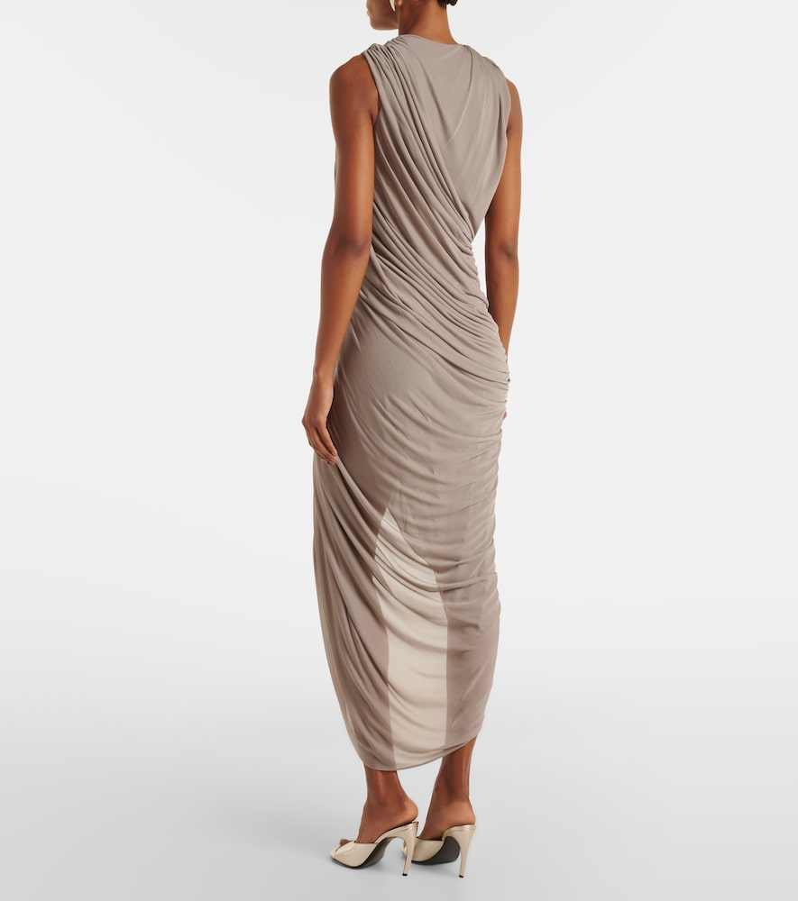 Ripple embellished draped jersey gown