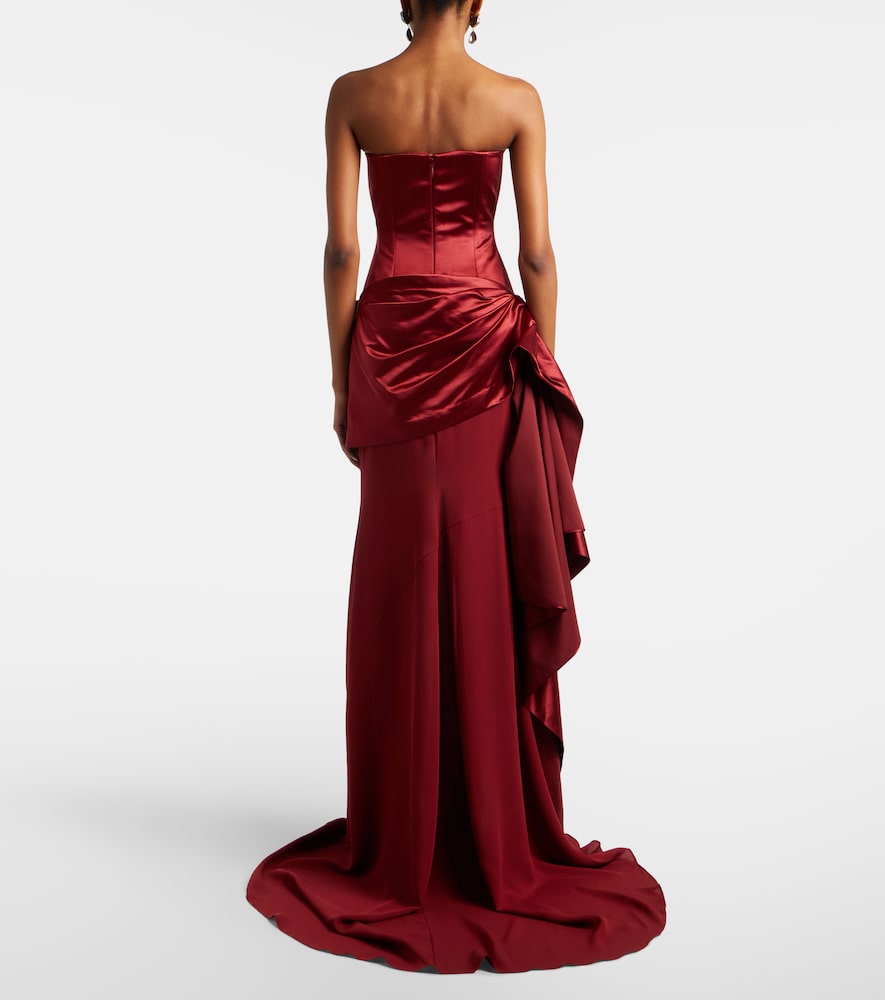 Draped silk corset gown