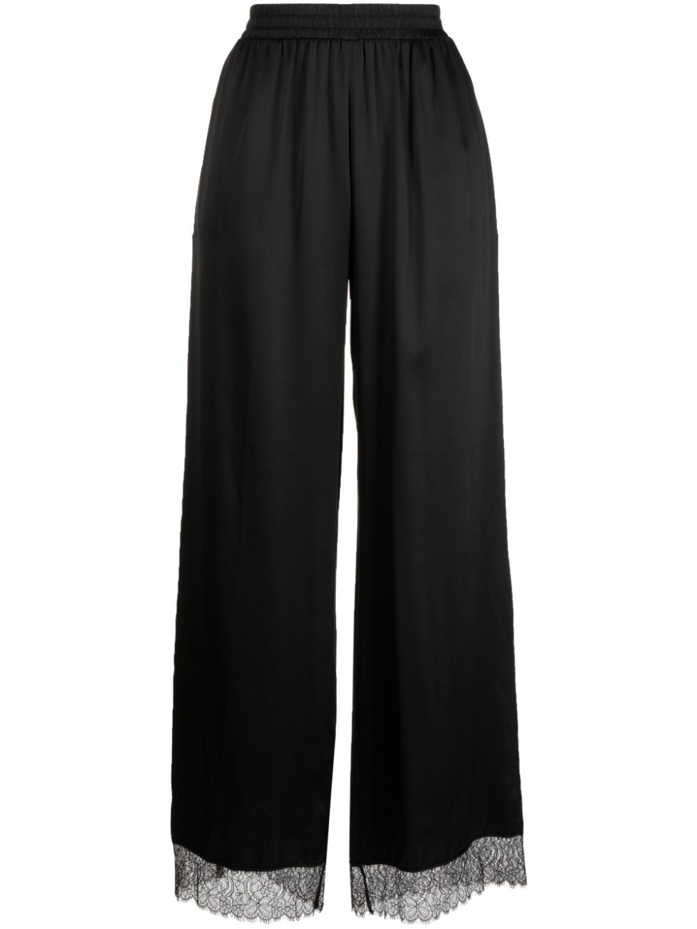 Elasticated-waistband silk trousers - Black