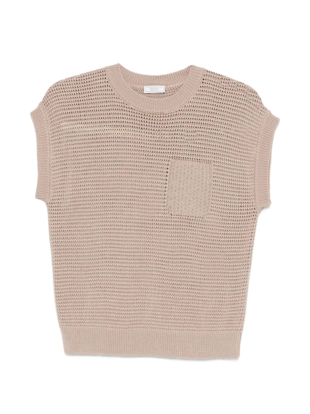 Patch-Pocket Knit Tank Top — Beige