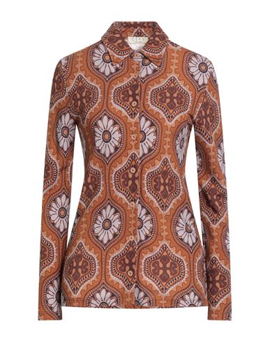 Siyu Woman Shirt Brown Size 8 Viscose, Polyamide