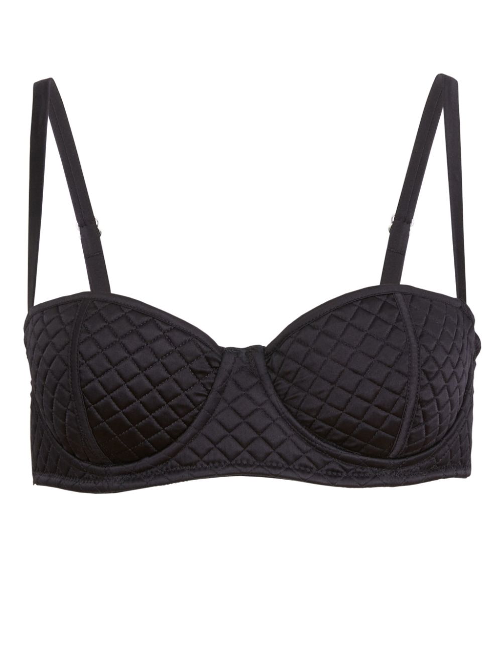 Quilted balconette bra - Black