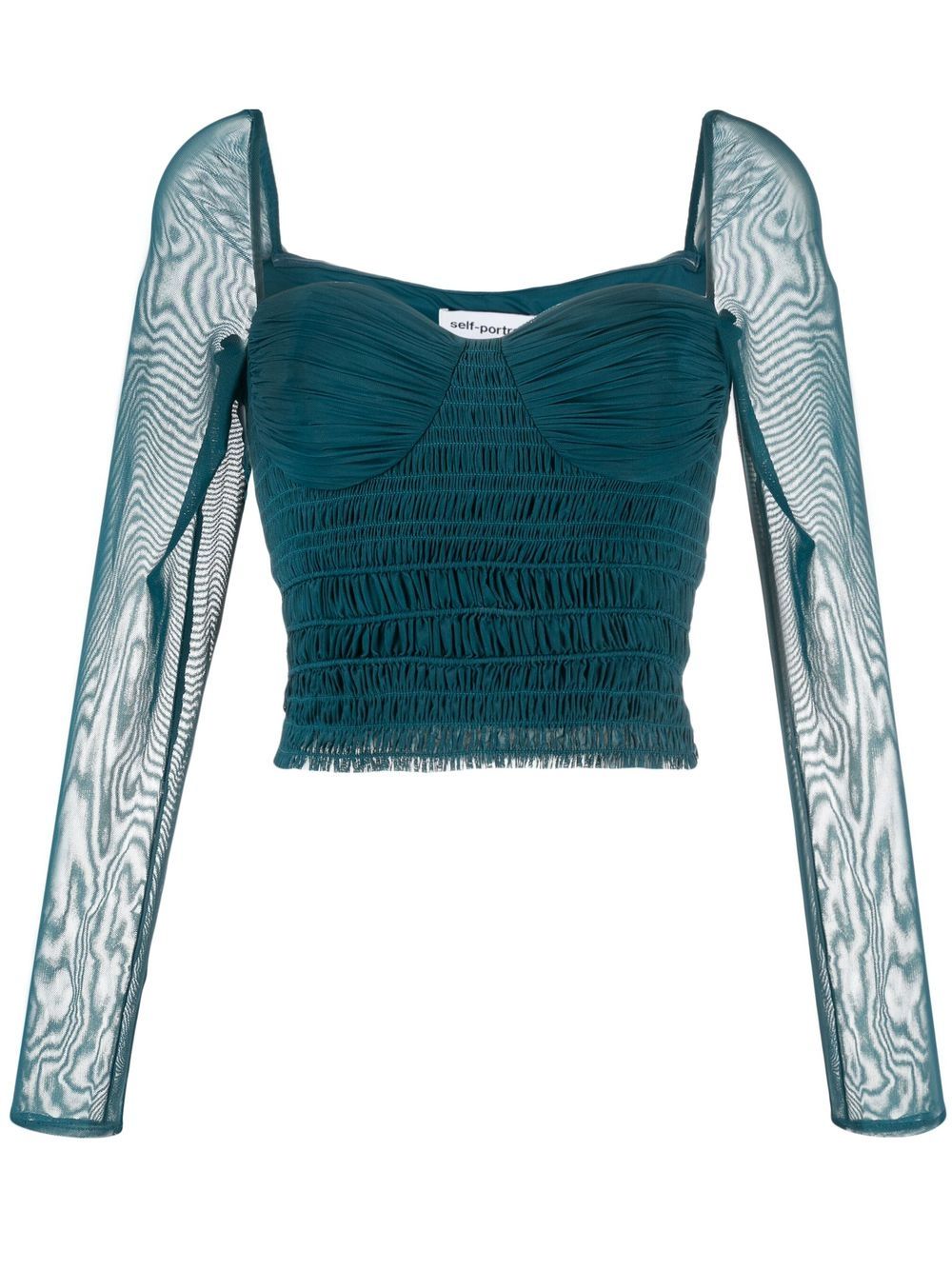 Gathered-detail long-sleeve top