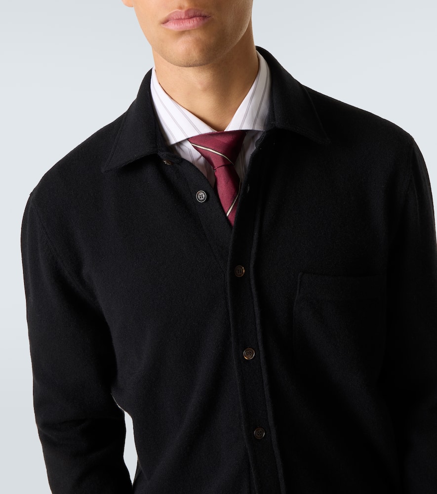 Wool, cashmere, and silk polo sweater