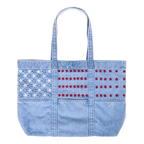Americana Embroidered Denim Tote Bag