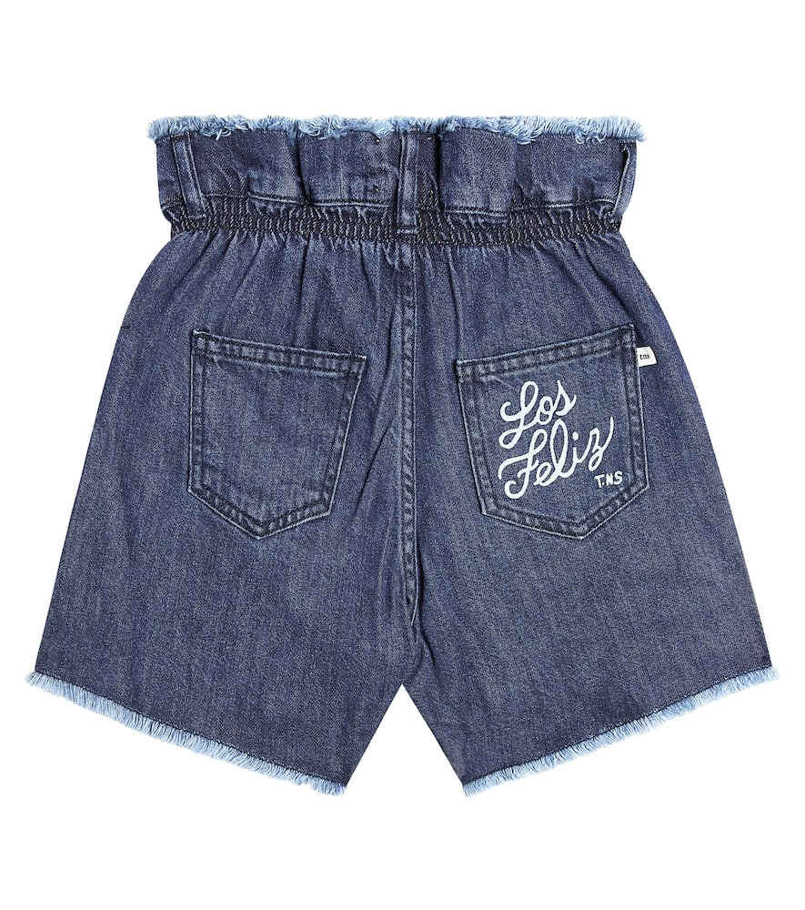 The New Society Lagoon embroidered denim shorts