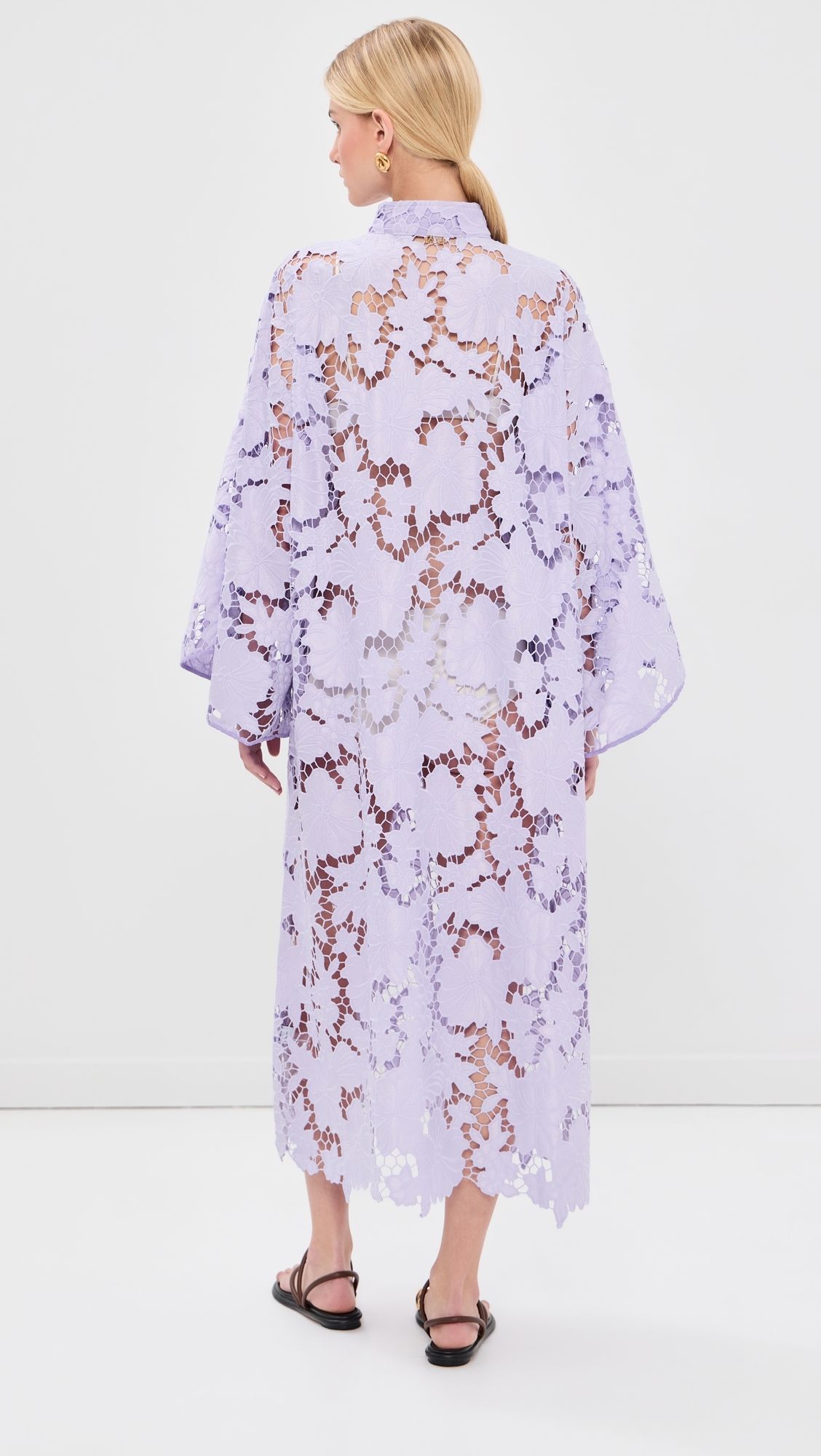 Violet Floral Flat Lace Maxi Caftan Violet One Size