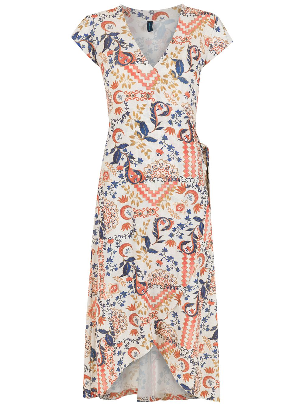 Falcão tile-print wrap dress - Neutrals