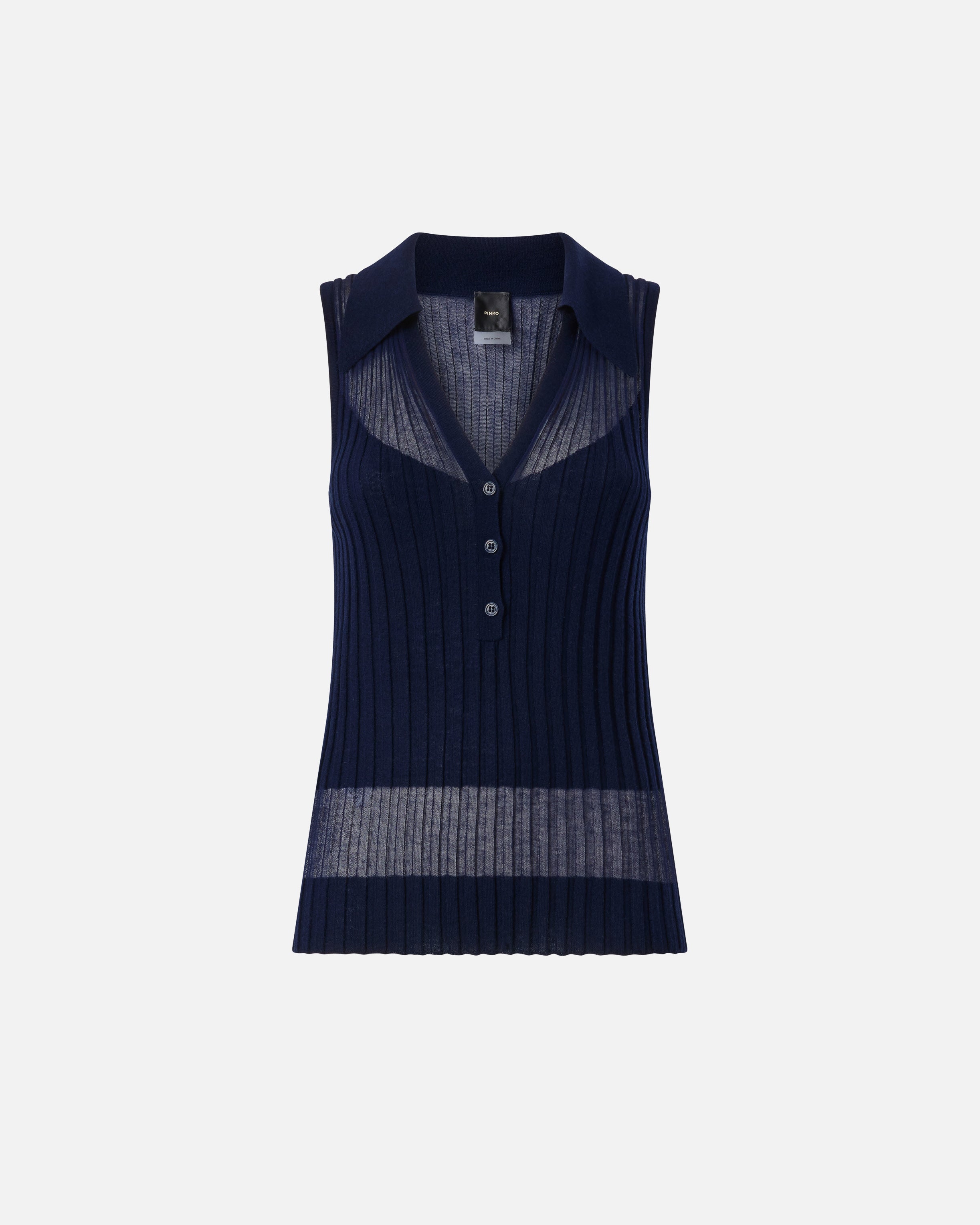 Ribbed polo tank top