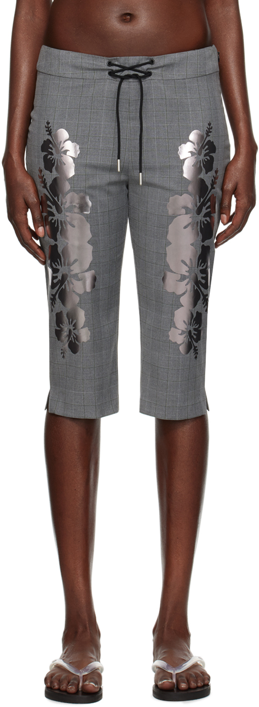 I'm Sorry by Petra Collins SSENSE Exclusive Gray Mimi Wade Edition Prince Wales Printed Shorts
