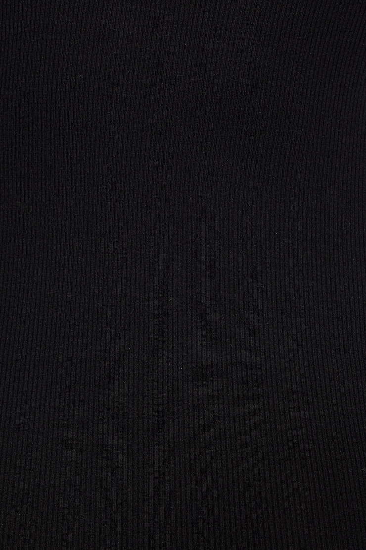 V-Neck Ribbed Mini Dress - Black - Women Clothing