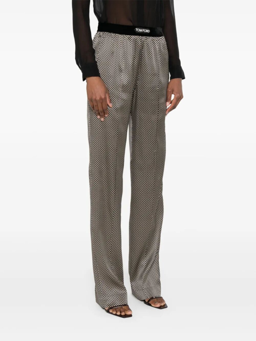 Black Polka Dot Silk Pj Pants