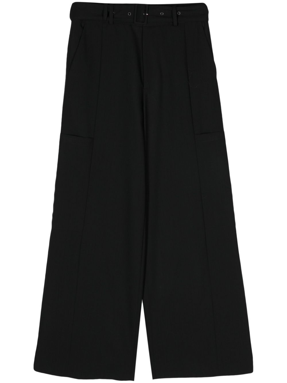 Belted mid-rise palazzo trousers - Black