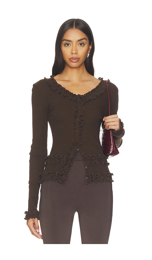 OperaSPORT Caroline Seamless Cardigan in Chocolate. S. Also in XS, M, L