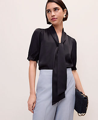 Ann Taylor Satin Bow Blouse