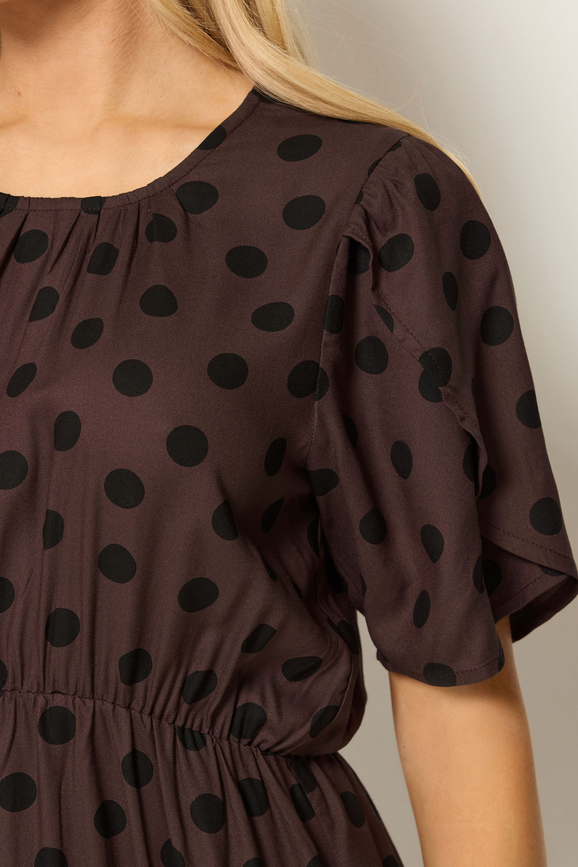 M&Co Women's Tulip Sleeve Dress in Dark Brown