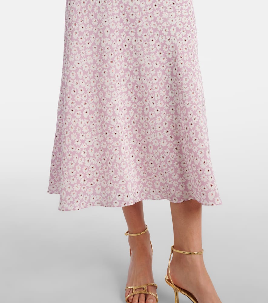 Flower silk midi dress