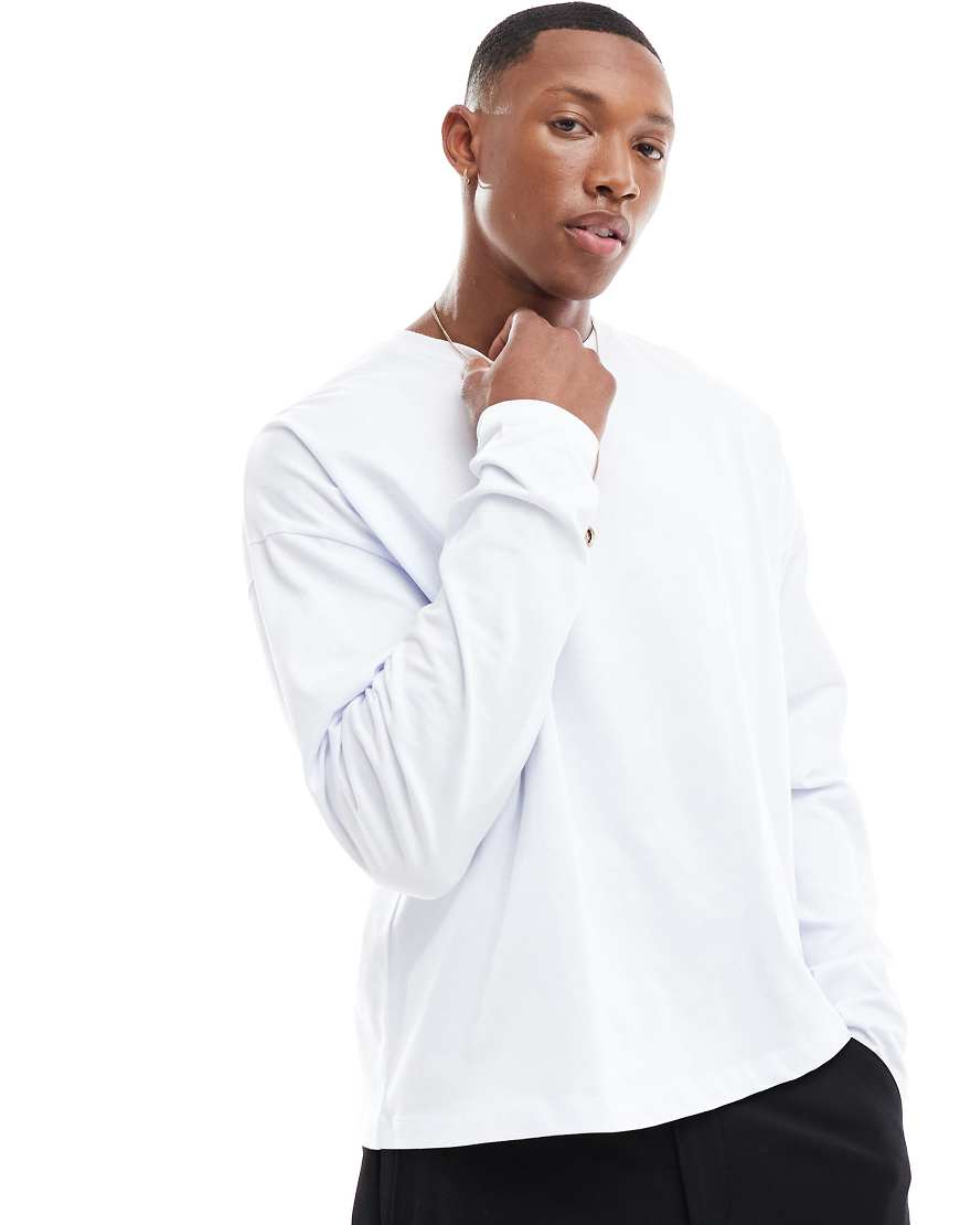 ASOS DESIGN heavyweight oversized boxy long sleeve t-shirt 240gsm in white