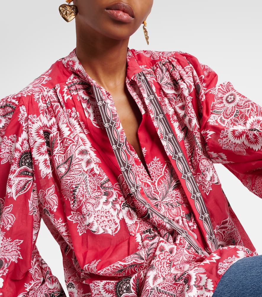 Printed cotton and silk blouse