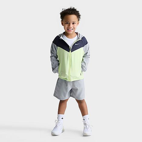 Kids Toddler Windrunner Jacket and Shorts Set in Light Smoke Grey/Volt