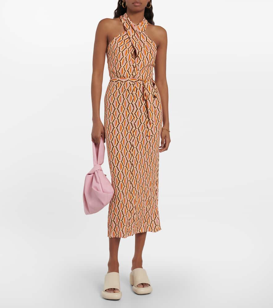 Caterina printed crêpe midi dress