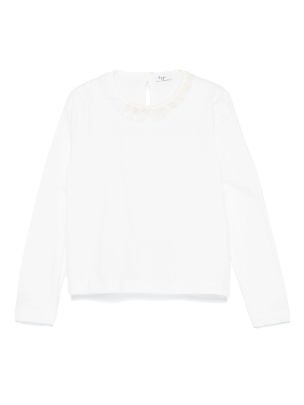 Ruffle-collar T-shirt - White