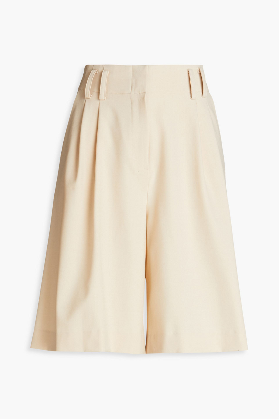 Pleated wool-blend twill shorts - Neutral - XS