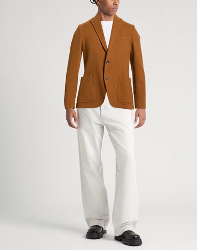 Man Blazer Brown Size 38 Cotton, Elastane