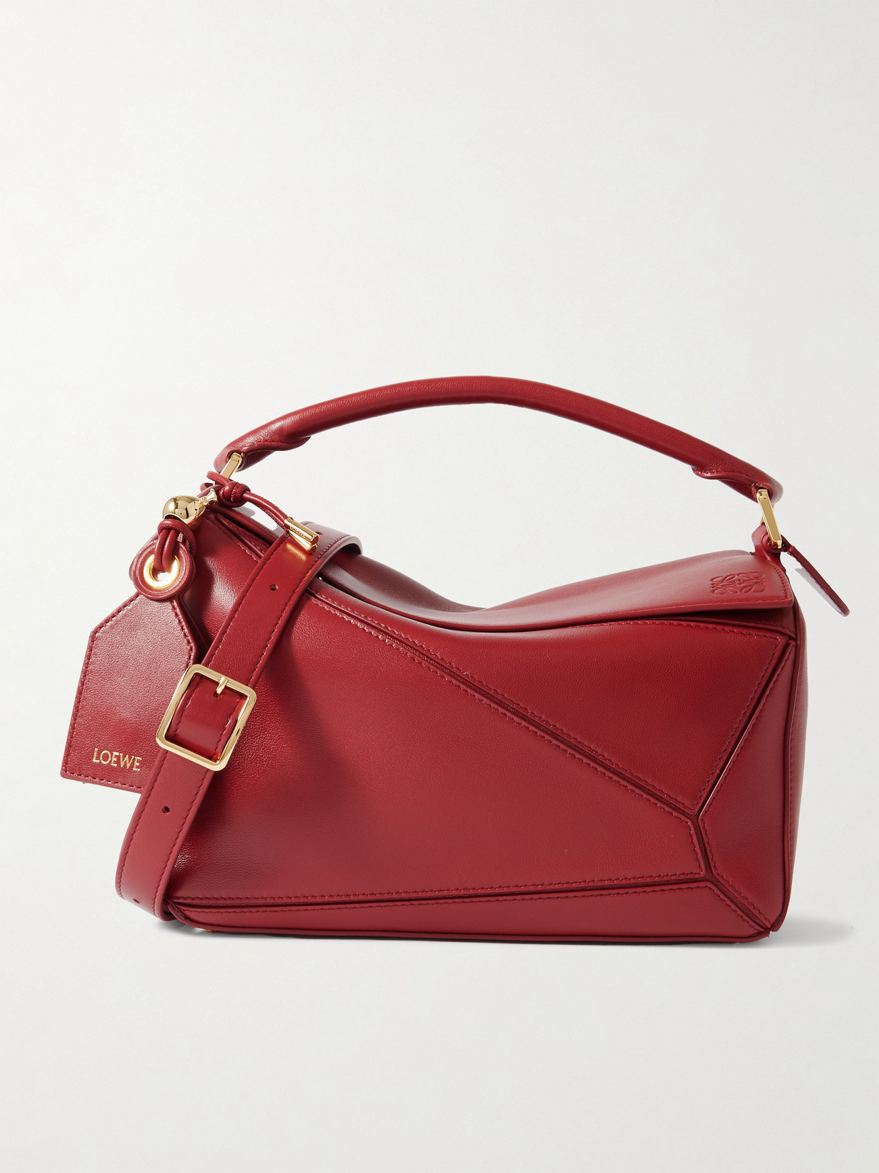 Featherlight Puzzle Small Textured-leather Shoulder Bag - Burgundy