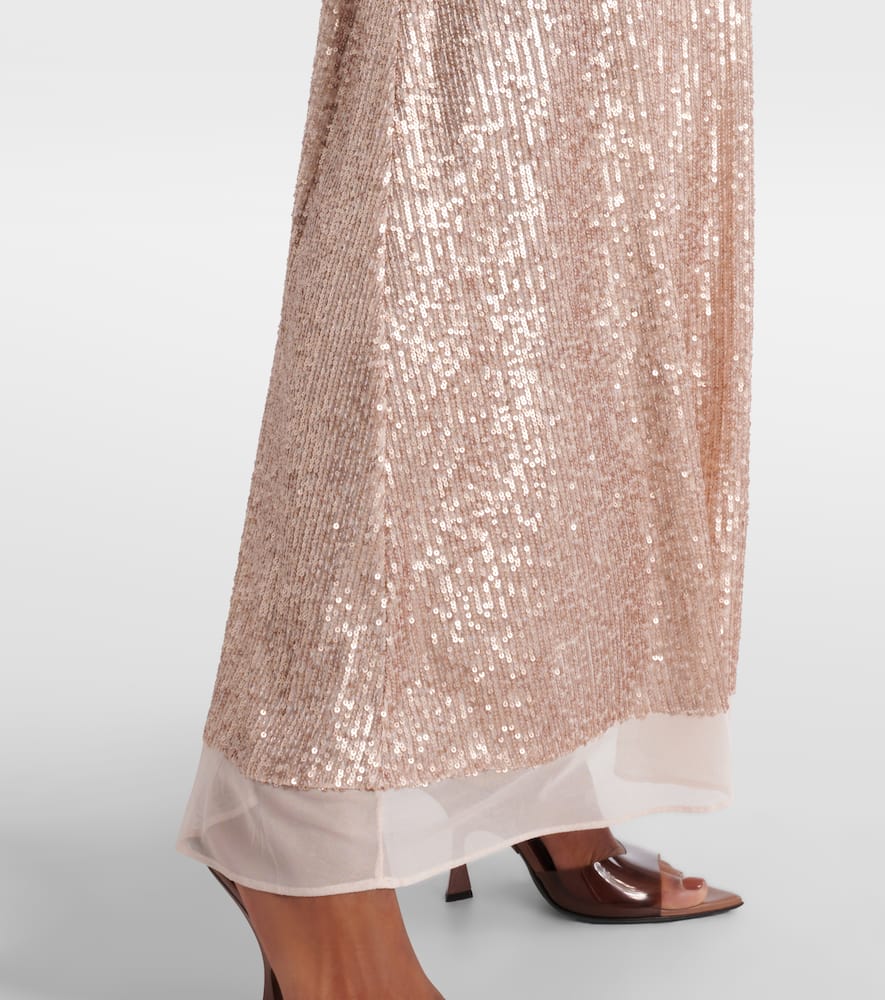 Norma Kamali Floral-applique sequined gown