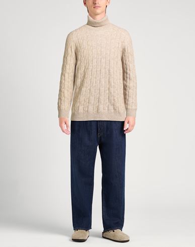 Man Turtleneck Beige Size 42 Cotton, Alpaca wool, Polyamide, Wool, Elastane