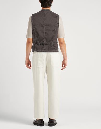 Patrizio Piscaglia Man Tailored Vest Dark brown Size 44 Hemp, Cotton, Elastane