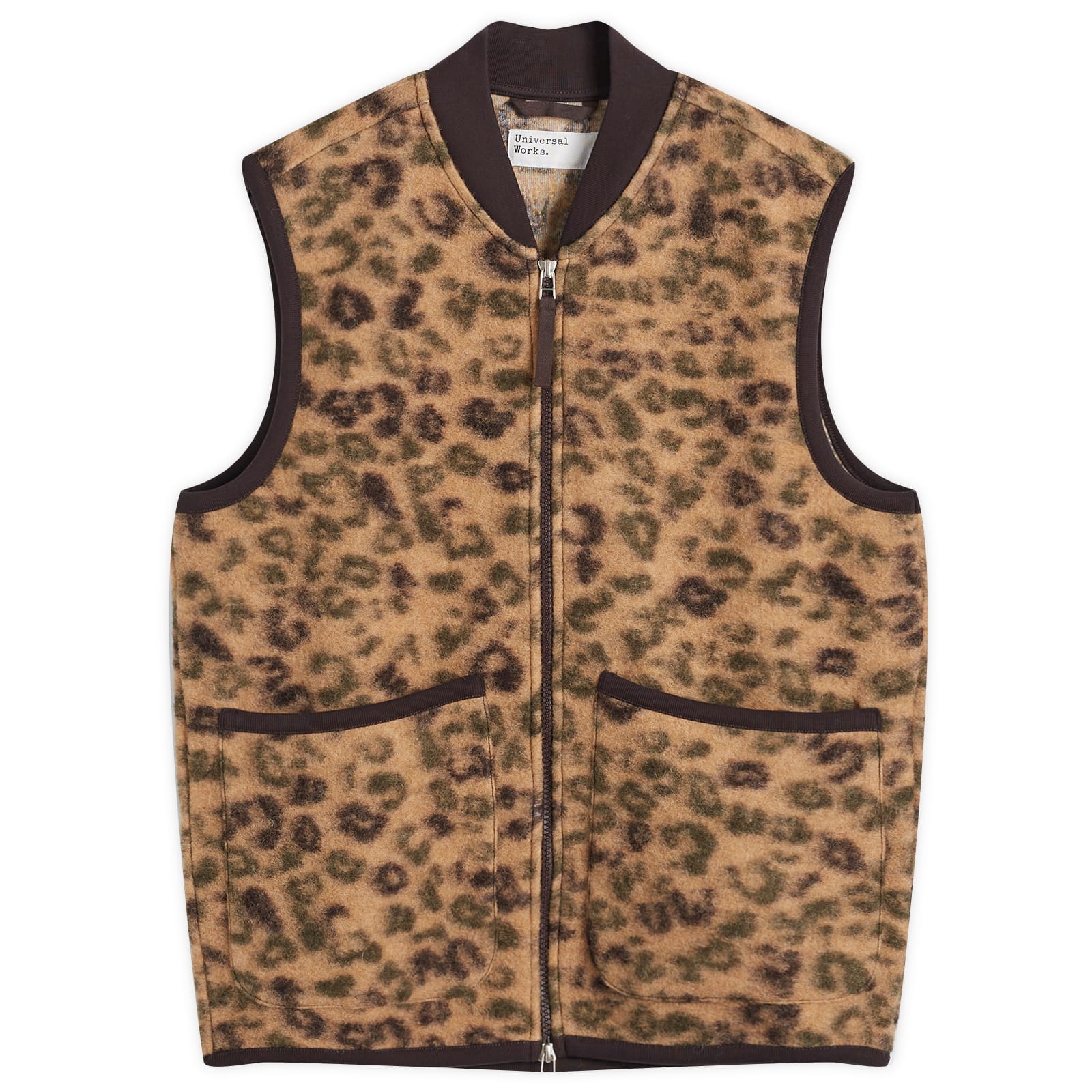 Men's Leopard Wool Fleece Gilet in Camo