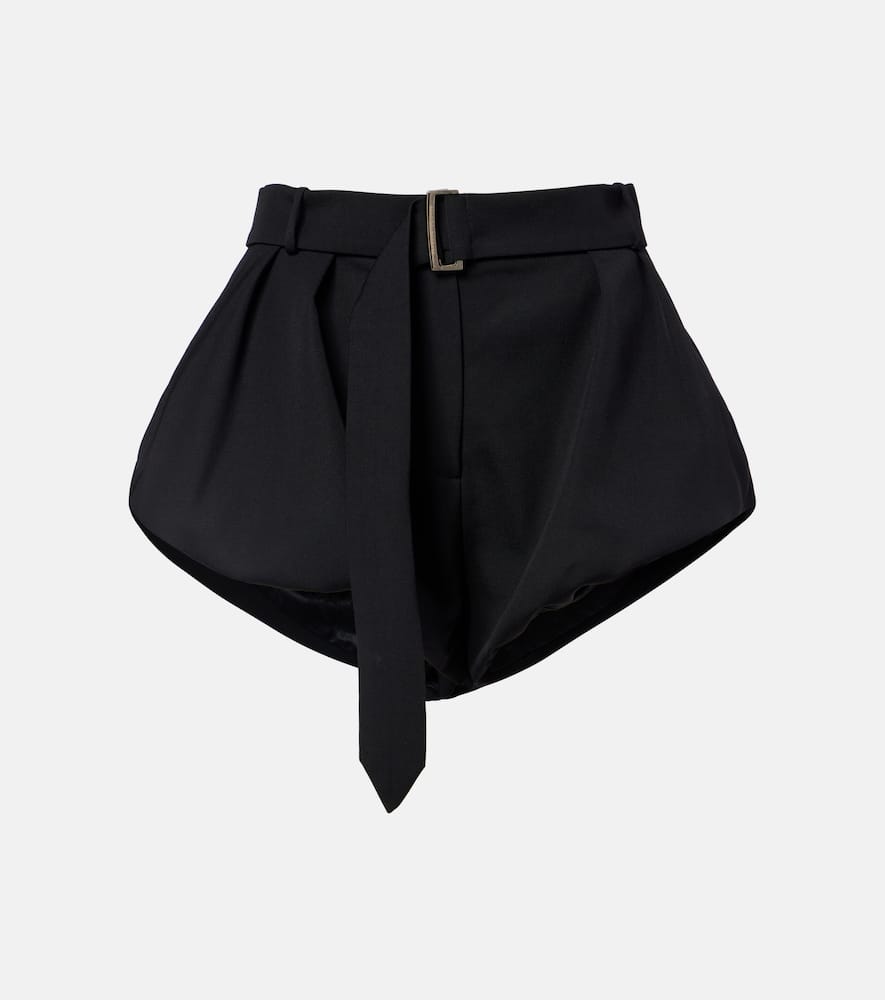 Belted wool shorts
