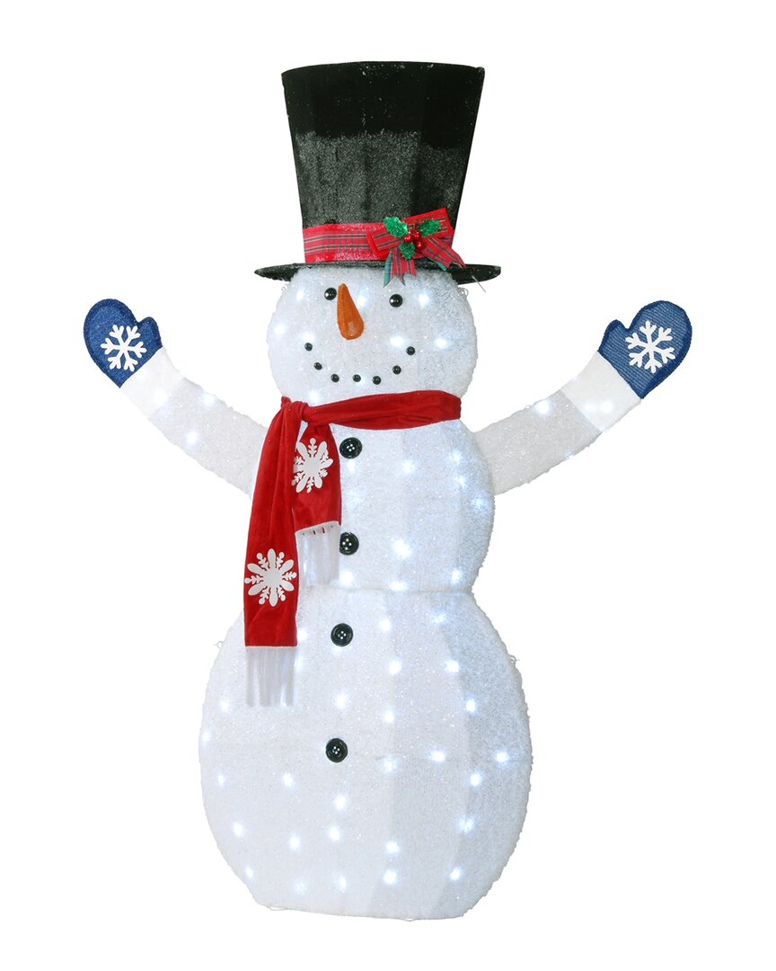 72in Fuzzy Fabric Snowman with LED Lights