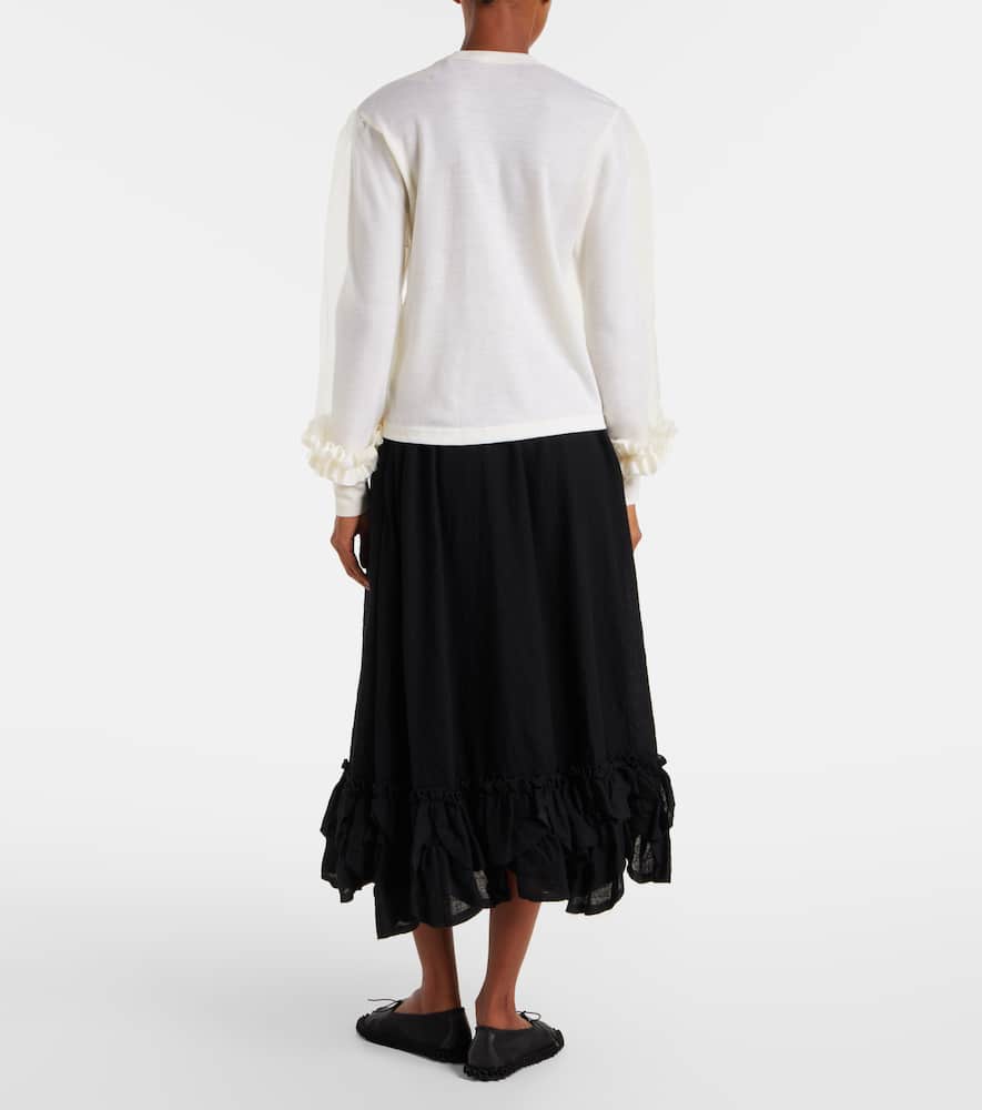 Tulle-trimmed wool sweater