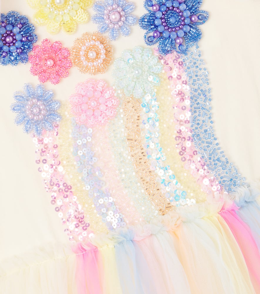Sun Ray embellished cotton tulle dress